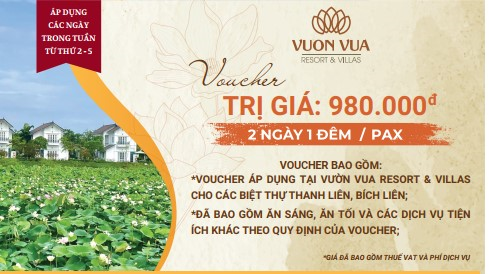 VƯỜN VUA RESORT & VILLAS - voucher trọn gói siêu nhiều ưu đãi